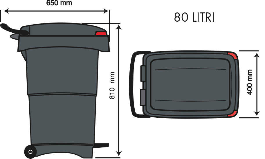 Bidone Raccolta Differenziata 80lt Mobil Plastic Nello 4 Pezzi