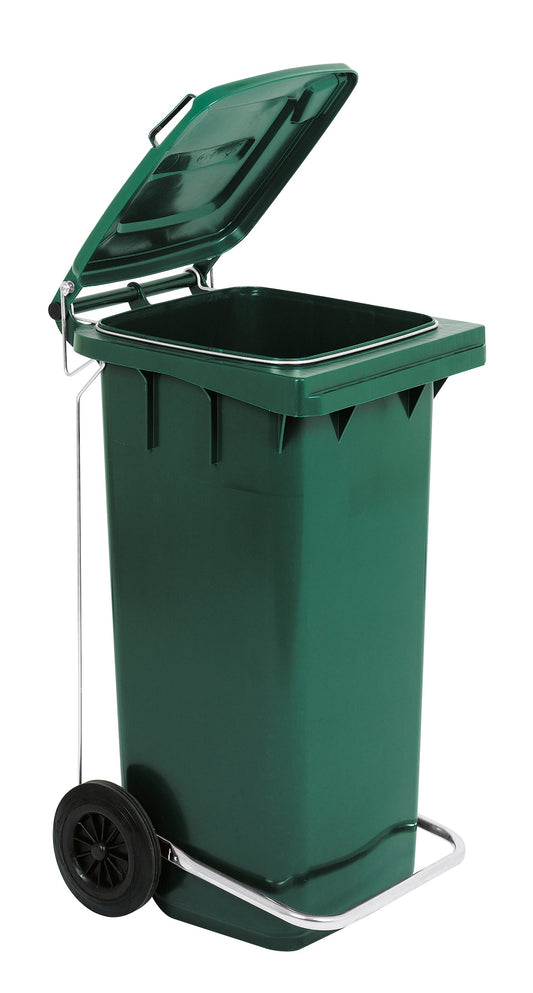 Bidone Carrellato Raccolta Differenziata Monocolore 120lt + Kit Pedale Mobil Plastic 4 Pezzi
