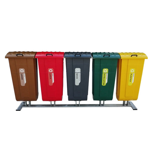 Isola Ecologica a 5 Contenitori in Linea Bee Green 1058